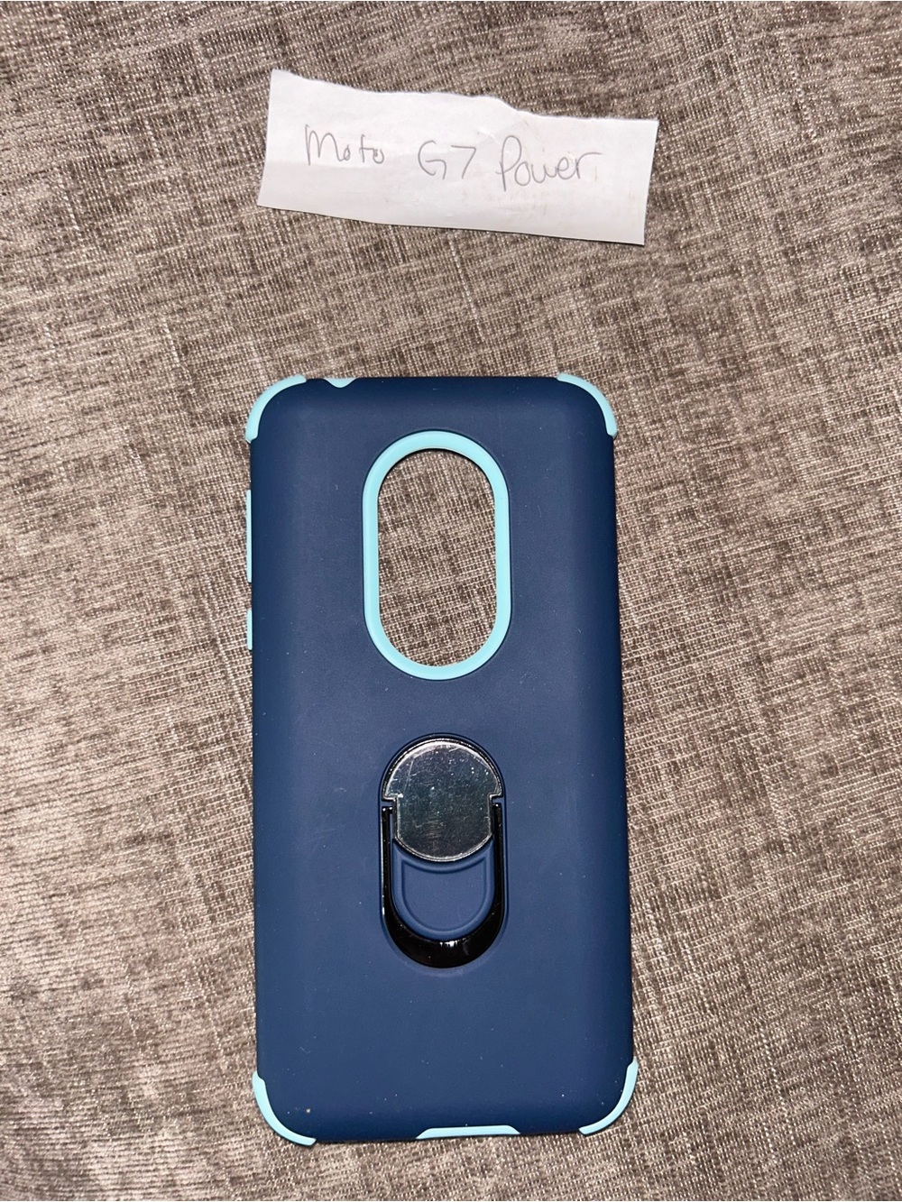 Motorola Navy Blue Case with Light Blue Trim and Ring Stand